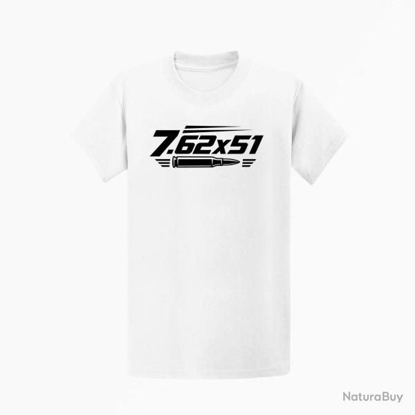 T-shirt Tir Sportif Calibre 7.62�51 Blanc