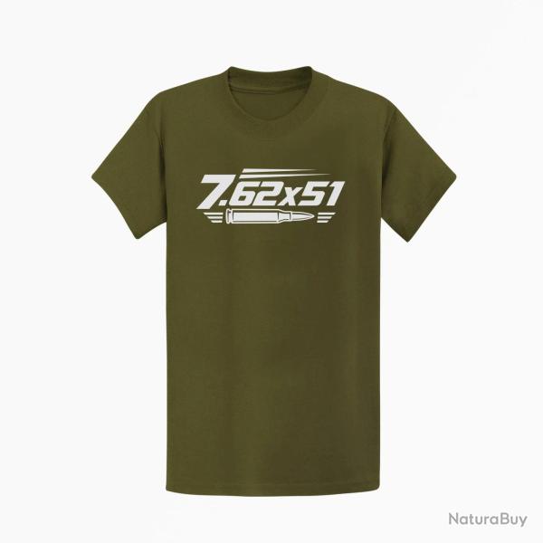 T-shirt Tir Sportif Calibre 7.62�51 Kaki / Blanc