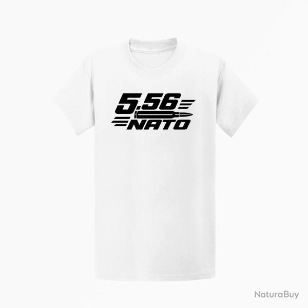 T-shirt Tir Sportif Calibre 5.56 NATO Blanc