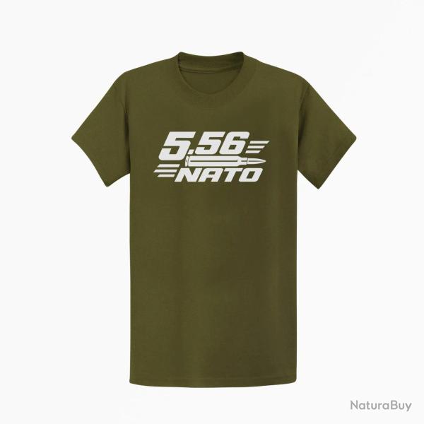 T-shirt Tir Sportif Calibre 5.56 NATO Kaki / Blanc