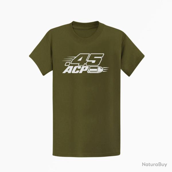 T-shirt Tir Sportif Calibre .45 ACP Kaki / Blanc