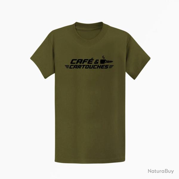 T-shirt Tir Sportif Caf� et cartouches Kaki / Noir