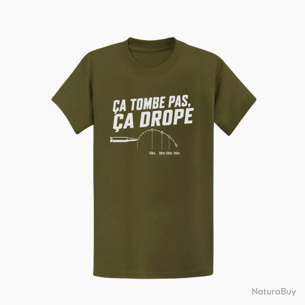 T-shirt Tir Sportif �a tombe pas, �a droppe Kaki / Blanc