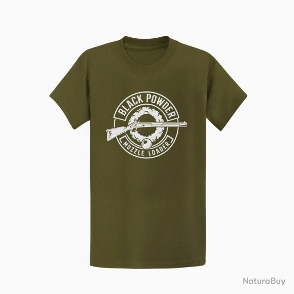 T-shirt Tir Sportif Black Powder Fusil � poudre noire Kaki / Blanc