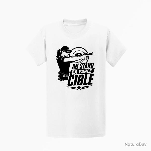 T-shirt Tir Sportif Au stand, �a parle cible Blanc