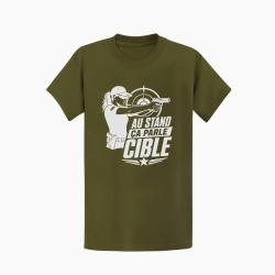 T-shirt Tir Sportif Au stand, &ccedil;a parle cible Kaki / Blanc