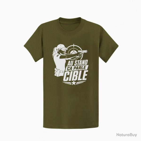 T-shirt Tir Sportif Au stand, �a parle cible Kaki / Blanc