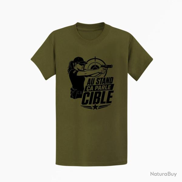 T-shirt Tir Sportif Au stand, �a parle cible Kaki / Noir