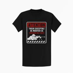 T-shirt Tir Sportif Attention tireur susceptible de modifier les faits Noir / Orange