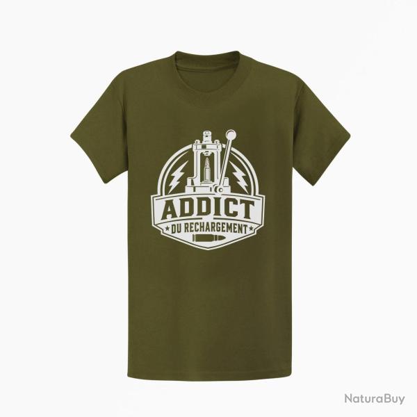 T-shirt Tir Sportif Addict du rechargement Kaki / Blanc