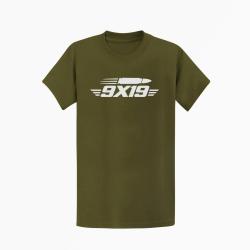 T-shirt Tir Sportif 9&times;19 Cartouche Kaki / Blanc