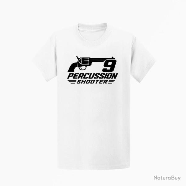T-shirt Tir Sportif 9 Percussion Shooter Revolver Blanc