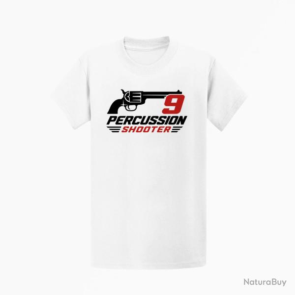 T-shirt Tir Sportif 9 Percussion Shooter Revolver Blanc / Orange