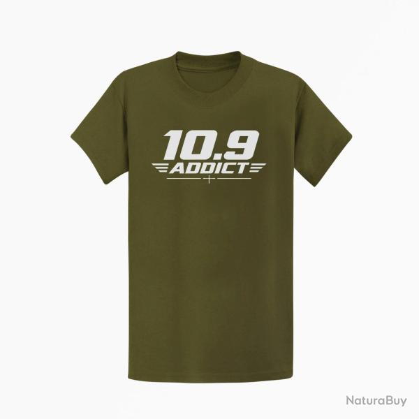 T-shirt Tir Sportif 10.9 Addict Typographie Kaki / Blanc