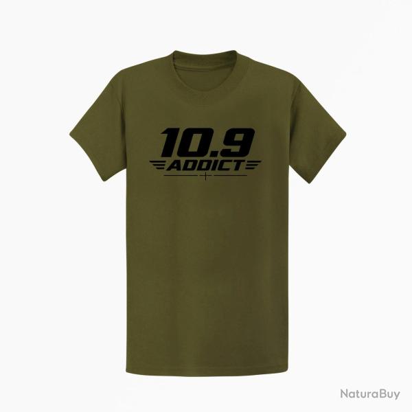 T-shirt Tir Sportif 10.9 Addict Typographie Kaki / Noir