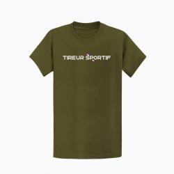 T-shirt Tireur Sportif Drapeau Fran&ccedil;ais Kaki / Blanc