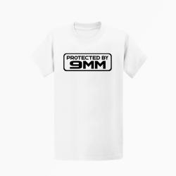 T-shirt PROTECTED BY 9MM Blanc