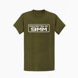 T-shirt PROTECTED BY 9MM Kaki / Blanc