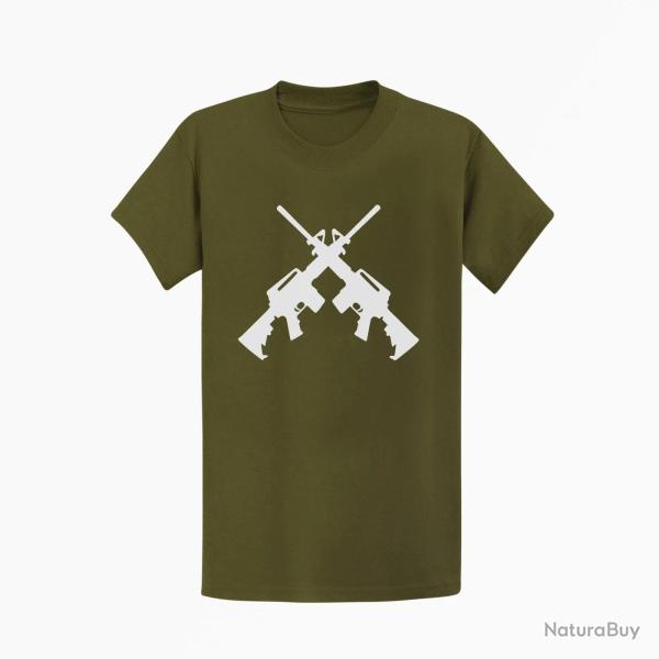T-shirt AR15 (2) Kaki / Blanc