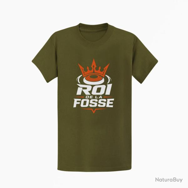 T-shirt Ball Trap Roi de la fosse Tireur sportif Kaki / Blanc et orange