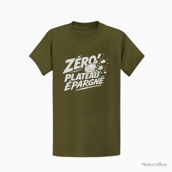 T-shirt Ball Trap Z�ro plateau �pargn� Tireur d�termin� Kaki / Blanc