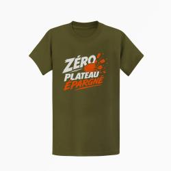 T-shirt Ball Trap Z&eacute;ro plateau &eacute;pargn&eacute; Tireur d&eacute;termin&eacute; Kaki / Blanc et orange