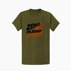 T-shirt Ball Trap Z&eacute;ro plateau &eacute;pargn&eacute; Tireur d&eacute;termin&eacute; Kaki / Noir et orange