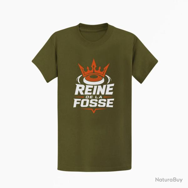 T-shirt Ball Trap Reine de la fosse Tireuse sportive Kaki / Blanc et orange