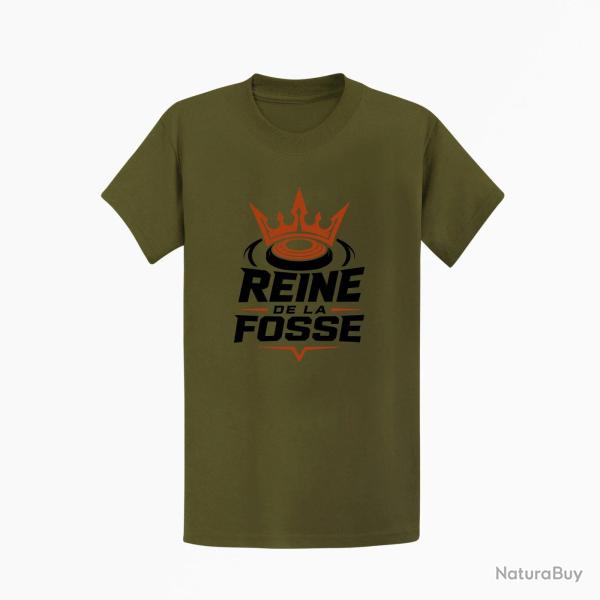 T-shirt Ball Trap Reine de la fosse Tireuse sportive Kaki / Noir et orange