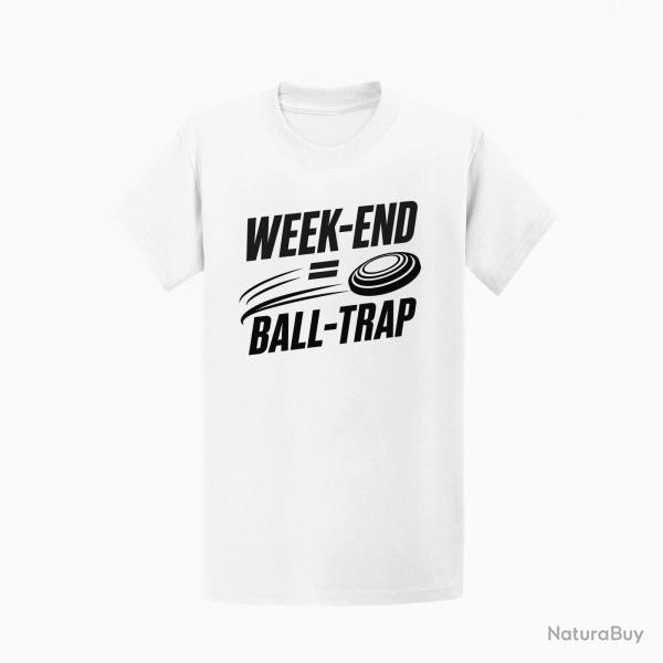 T-shirt Ball Trap Week-end Ball Trap Stand et plateaux Blanc