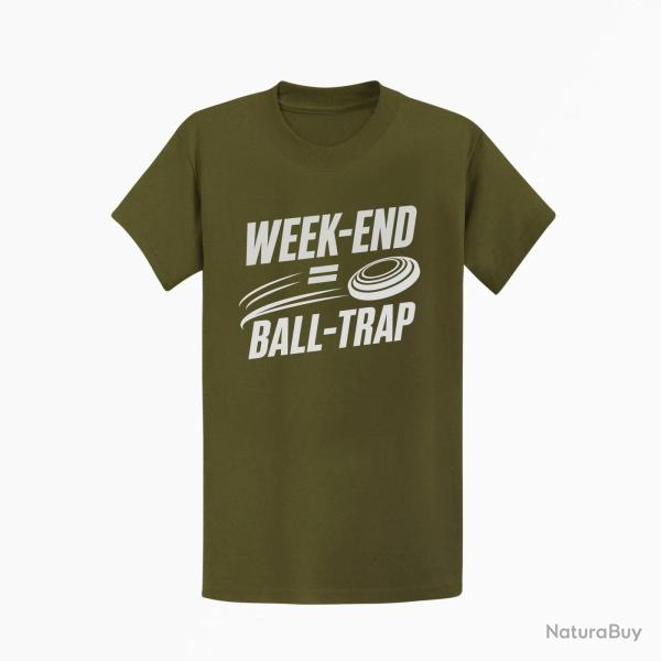 T-shirt Ball Trap Week-end Ball Trap Stand et plateaux Kaki / Blanc