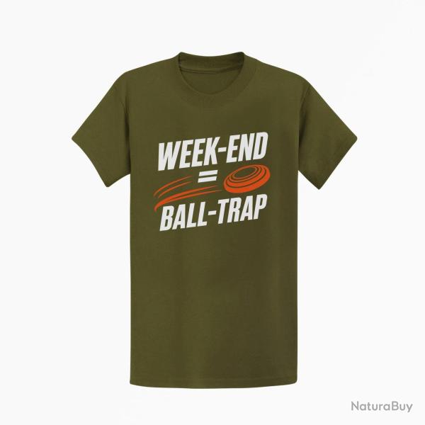 T-shirt Ball Trap Week-end Ball Trap Stand et plateaux Kaki / Blanc et orange