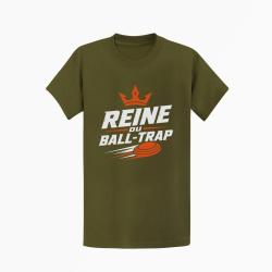 T-shirt Ball Trap Reine du Ball Trap Couronne Kaki / Blanc et orange