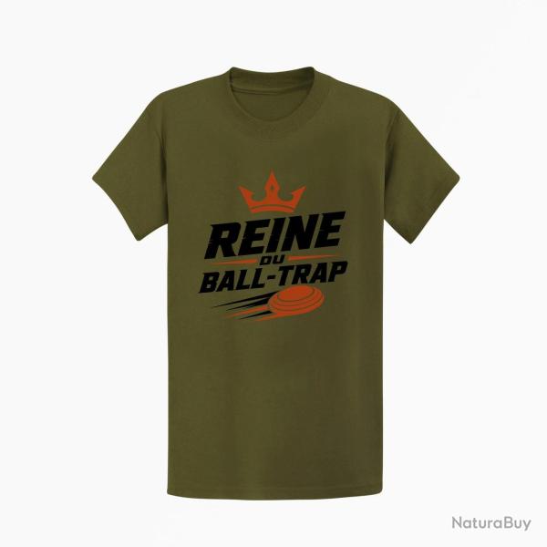 T-shirt Ball Trap Reine du Ball Trap Couronne Kaki / Noir et orange