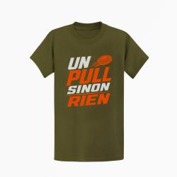 T-shirt Ball Trap Un Pull sinon rien Slogan Kaki / Blanc et orange