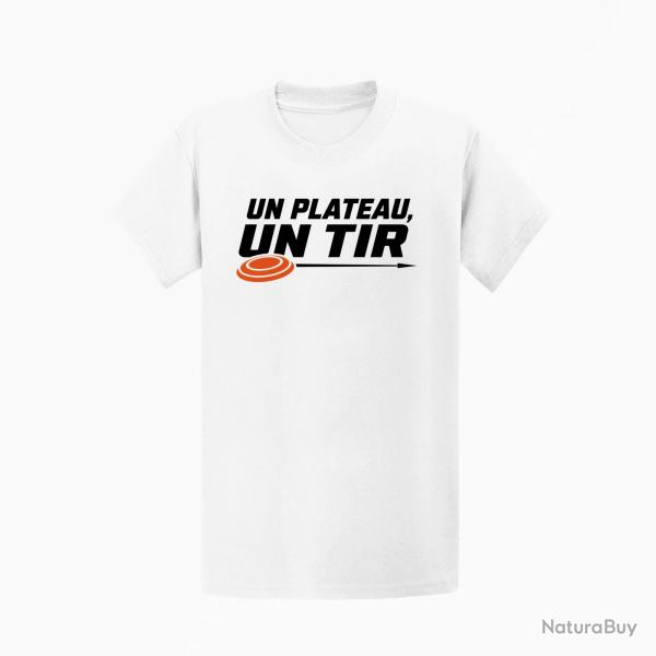 T-shirt Ball Trap Un plateau, un tir Trajectoire parfaite Blanc / Orange