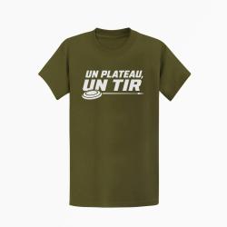 T-shirt Ball Trap Un plateau, un tir Trajectoire parfaite Kaki / Blanc