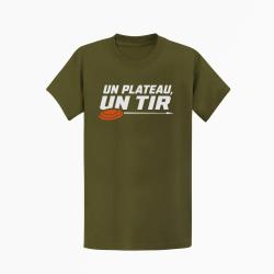 T-shirt Ball Trap Un plateau, un tir Trajectoire parfaite Kaki / Blanc et orange