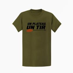 T-shirt Ball Trap Un plateau, un tir Trajectoire parfaite Kaki / Noir et orange
