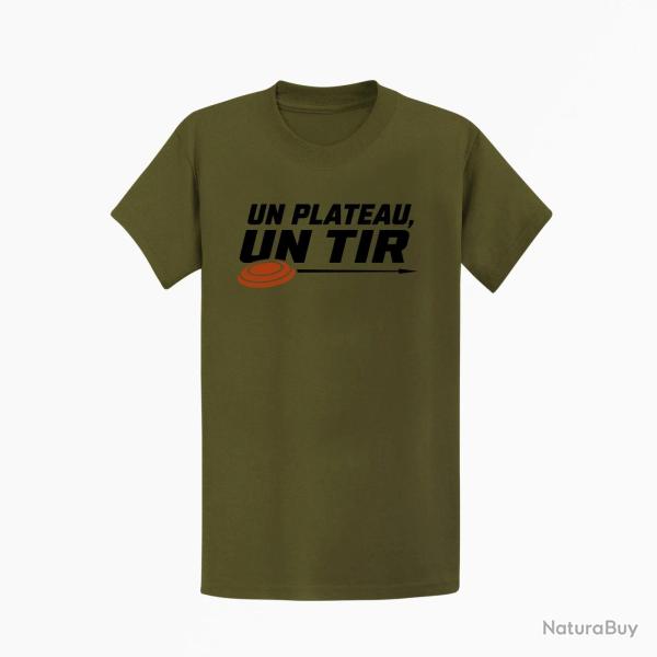T-shirt Ball Trap Un plateau, un tir Trajectoire parfaite Kaki / Noir et orange
