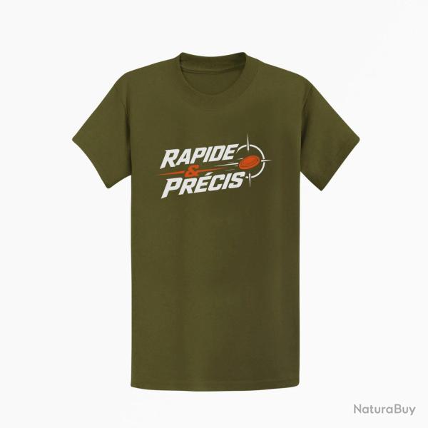 T-shirt Ball Trap Rapide et pr�cis R�flexe tireur Kaki / Blanc et orange