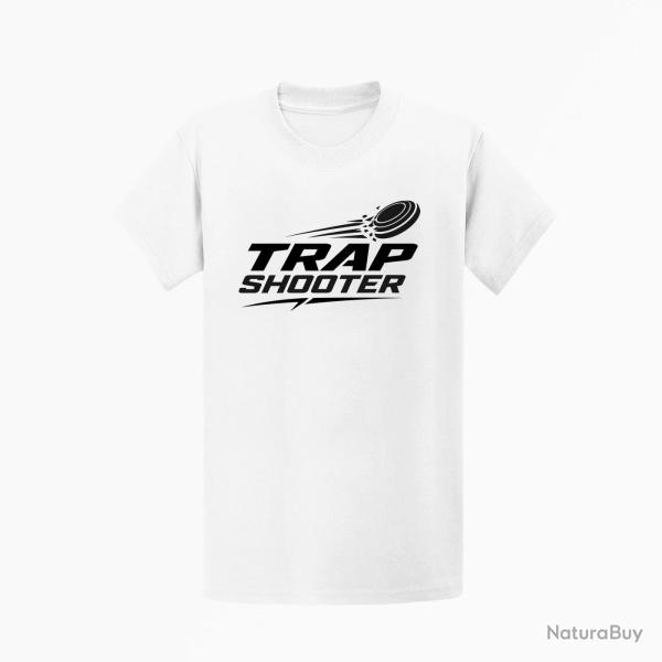 T-shirt Ball Trap Trap Shooter Fusil sportif Blanc
