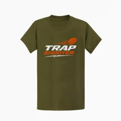 T-shirt Ball Trap Trap Shooter Fusil sportif Kaki / Blanc et orange