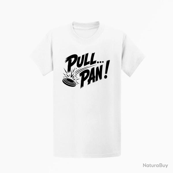 T-shirt Ball Trap Pull Pan Impact du plateau Blanc