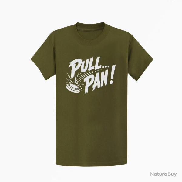 T-shirt Ball Trap Pull Pan Impact du plateau Kaki / Blanc