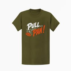 T-shirt Ball Trap Pull Pan Impact du plateau Kaki / Blanc et orange