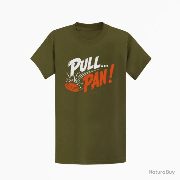 T-shirt Ball Trap Pull Pan Impact du plateau Kaki / Blanc et orange