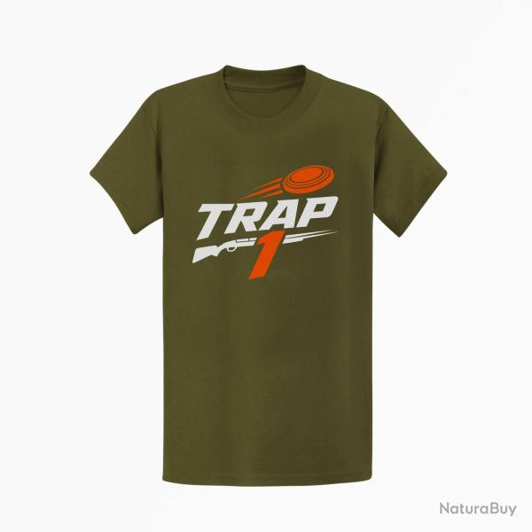 T-shirt Ball Trap Trap1 S�rie de 25 Kaki / Blanc et orange