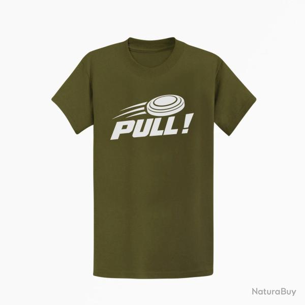 T-shirt Ball Trap Pull ! Plateau filant Kaki / Blanc