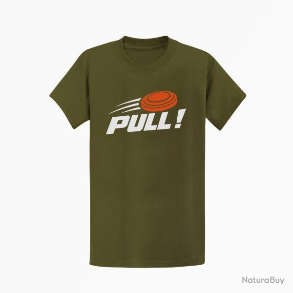 T-shirt Ball Trap Pull ! Plateau filant Kaki / Blanc et orange